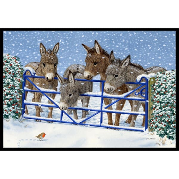 Carolines Treasures Donkeys and Robin at the Fence Indoor or Outdoor Mat- 18 x 27 ASA2210MAT - main
